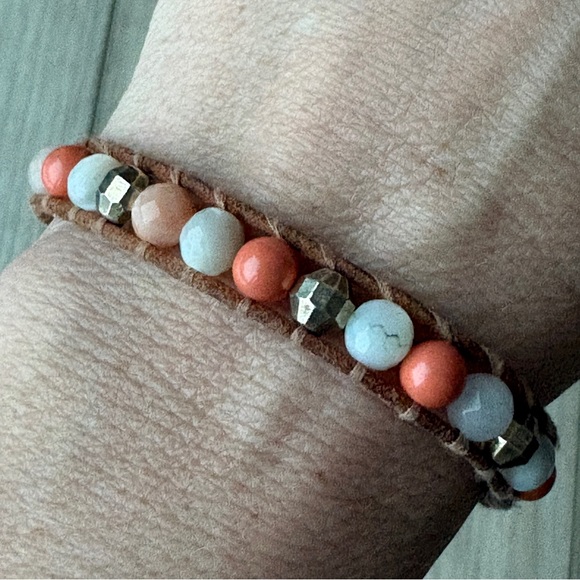 Chan Luu Beaded Leather Wrap Bracelet Pink Boho Artisan Jewelry Designer Women - Picture 4 of 7